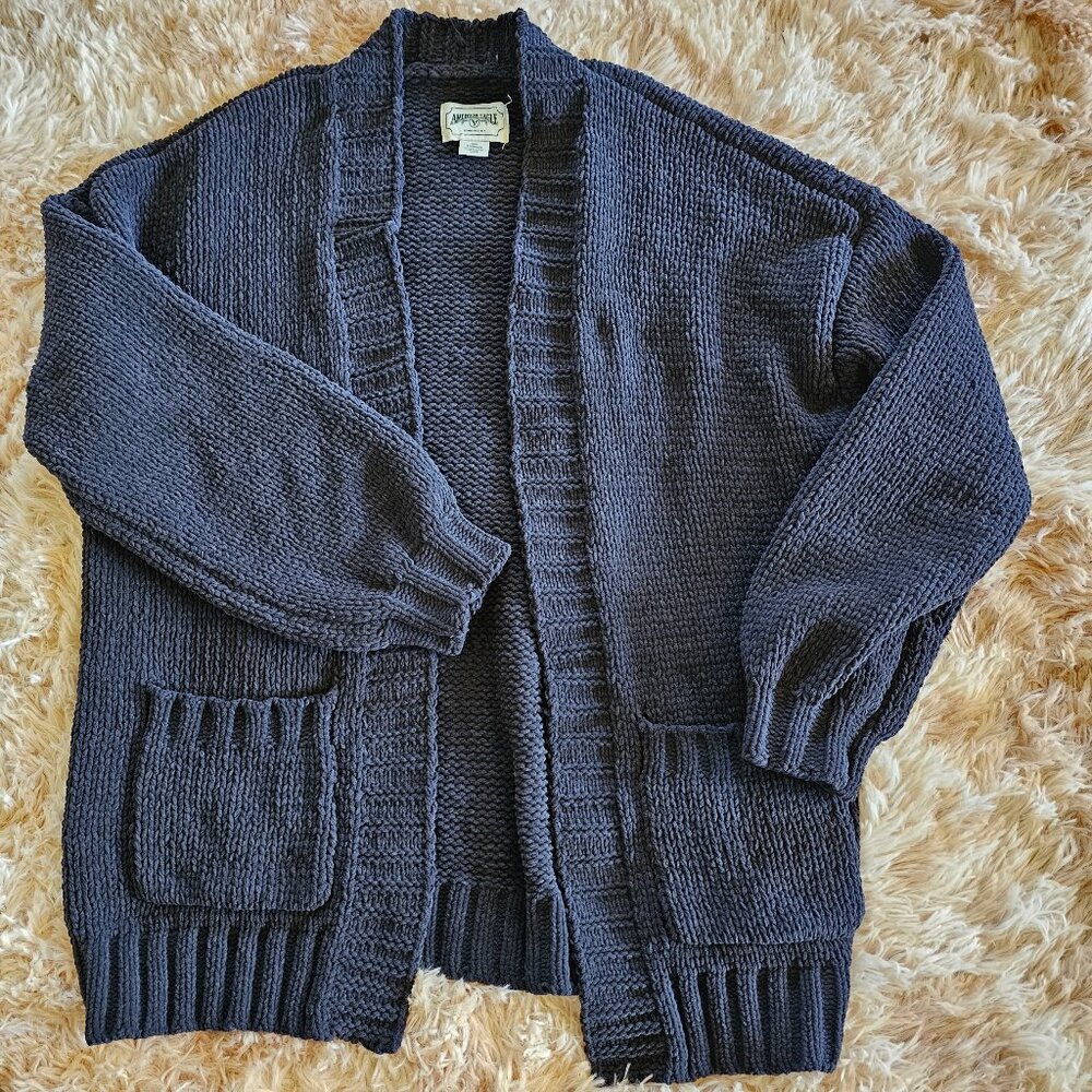 Navy Blue Chenile Cardigan